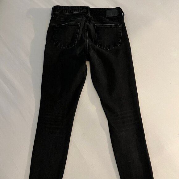 Like New* Leith Mid-Rise Skinny Jeans Black Distressed Size 27 - Picture 3 of 6